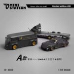 1/64 Mini Station Volkswagen T1 Van Stella Artois + Porsche RWB 964 Stella Artois +Trailer
