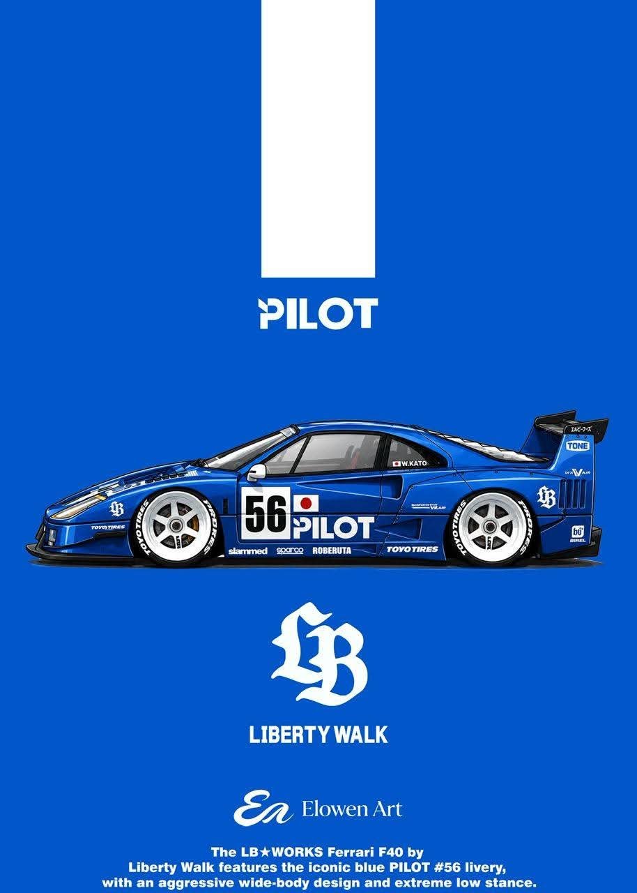 FB_IMG_1781870648612 (Pre-order) Elowen Art x Ferrari F40 LBWK Blue Pilot #56 Livery ( ETA Oct 2026) - Image 1