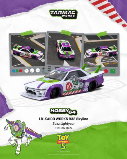 (Pre-order) Tarmac Works LB-Kaido Works R32 Skyline Buzz Lightyear (ETA Dec 2026)