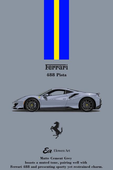 (Pre-order) Elowen Art x Ferrari 488 Pista Matte  Cement Grey ( ETA Oct 2026)