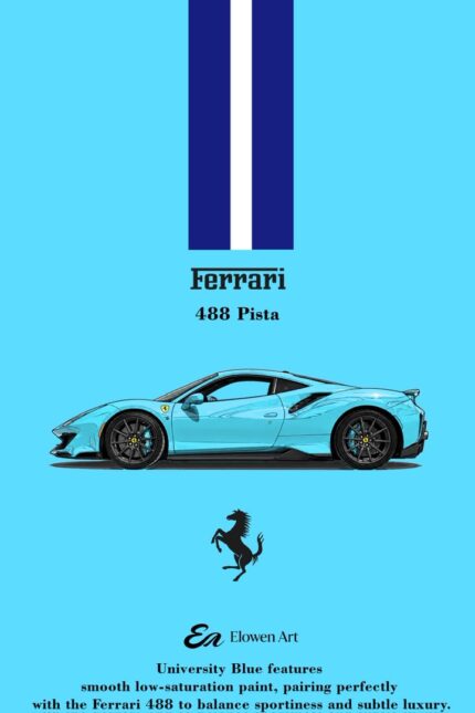 (Pre-order) Elowen Art x Ferrari 488 Pista University Blue ( ETA Oct 2026)
