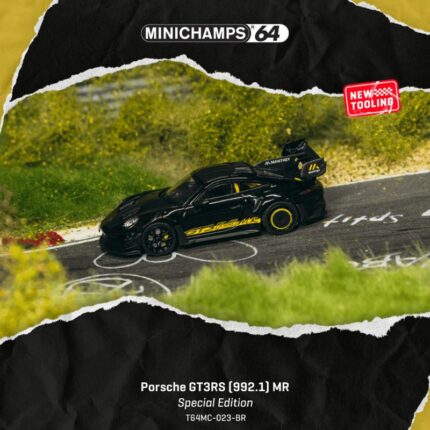 (Pre-Order) Tarmac Works Porsche GT3RS (992.1) MR Black Yellow (ETA- Dec2026)