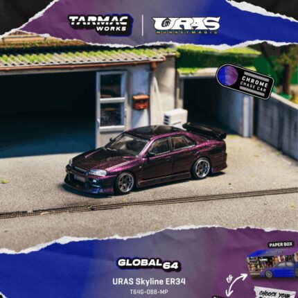 (Pre-Order) Tarmac Works URAS Skyline ER34 Midnight Purple (ETA- Dec2026)