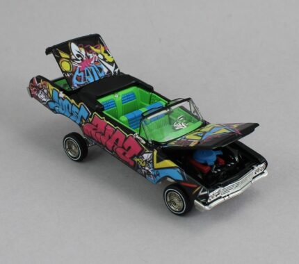Fine Works Black Graffiti Impala Lowrider Diecast Model Car