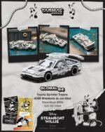 (Pre-order) Tarmac Works Toyota Sprinter Trueno AE86 Widebody by Jonsibal Mickey Steamboat Willie Model Car + Tarmac Cards Combo set (ETA Dec 2026)