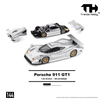 (Pre-order) Trends Hobby New 1/64 Racing Model Porsche 911 GT1 1998 (ETA Nov 2026) (Silver)