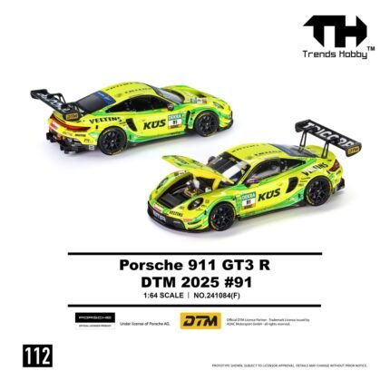 (Pre-order) Trends Hobby New 1/64 Racing Model Porsche 911 GT3 R DTM 2025, No.91 Livery (ETA Nov 2026)