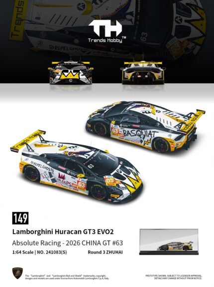 (Pre-order) Trends Hobby New 1/64 Racing Model Lamborghini Hurucan GT3 EVO2 Absolute Racing - 2026 China GT, No. 63 Livery (ETA Nov 2026)