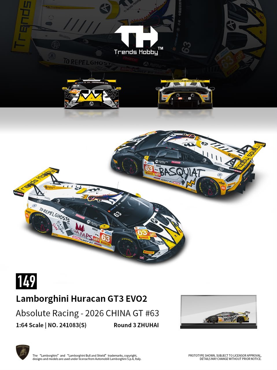 WhatsApp Image 2026-07-25 at 3.07.33 PM (Pre-order) Trends Hobby New 1/64 Racing Model Lamborghini Hurucan GT3 EVO2 Absolute Racing - 2026 China GT, No. 63 Livery (ETA Nov 2026) - Image 1