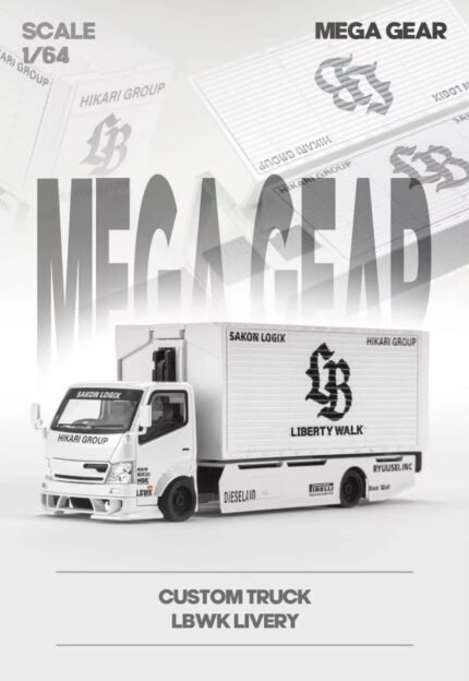 ( Pre-order) Mega Gear 1/64 LB Gullwing Door Modified Truck  MG-644 Metallic White LB livery ( ETA Nov 2026)