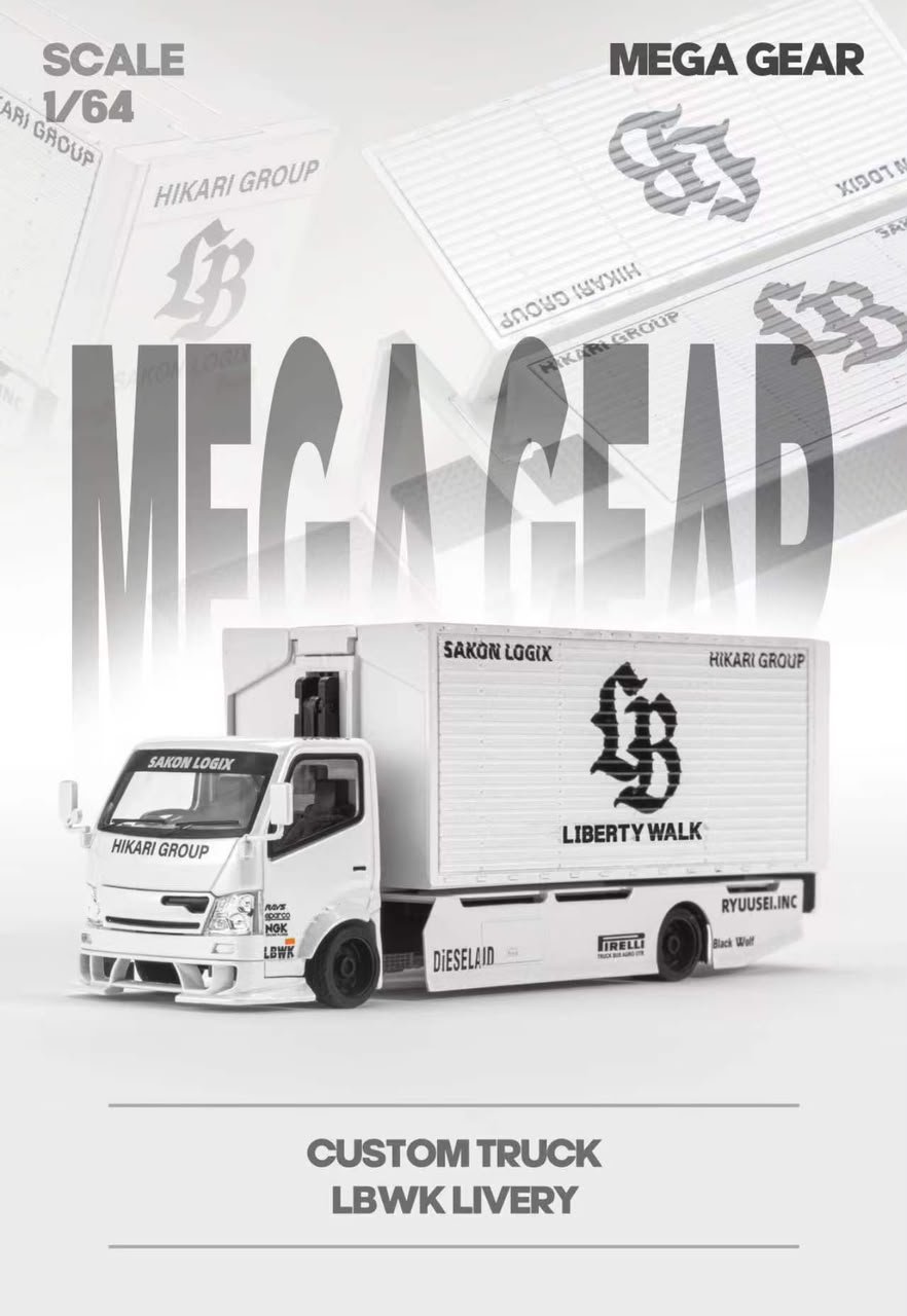 WhatsApp Image 2026-07-31 at 4.05.27 PM (1) ( Pre-order) Mega Gear 1/64 LB Gullwing Door Modified Truck MG-644 Metallic White LB livery ( ETA Nov 2026) - Image 1