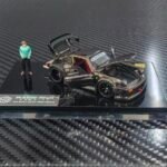 ( Pre-order) HG Model Customized Version 1/64 RWB930 Fully Open Diecast Model  chrome gunmetal livery + figure ( ETA Nov 2026)
