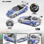 (Pre-order) Fast Speed Supra Targa Roadster with removable roof 4th Generation A80 with bomex modified version Silver Blue Livery (ETA Dec 2026)
