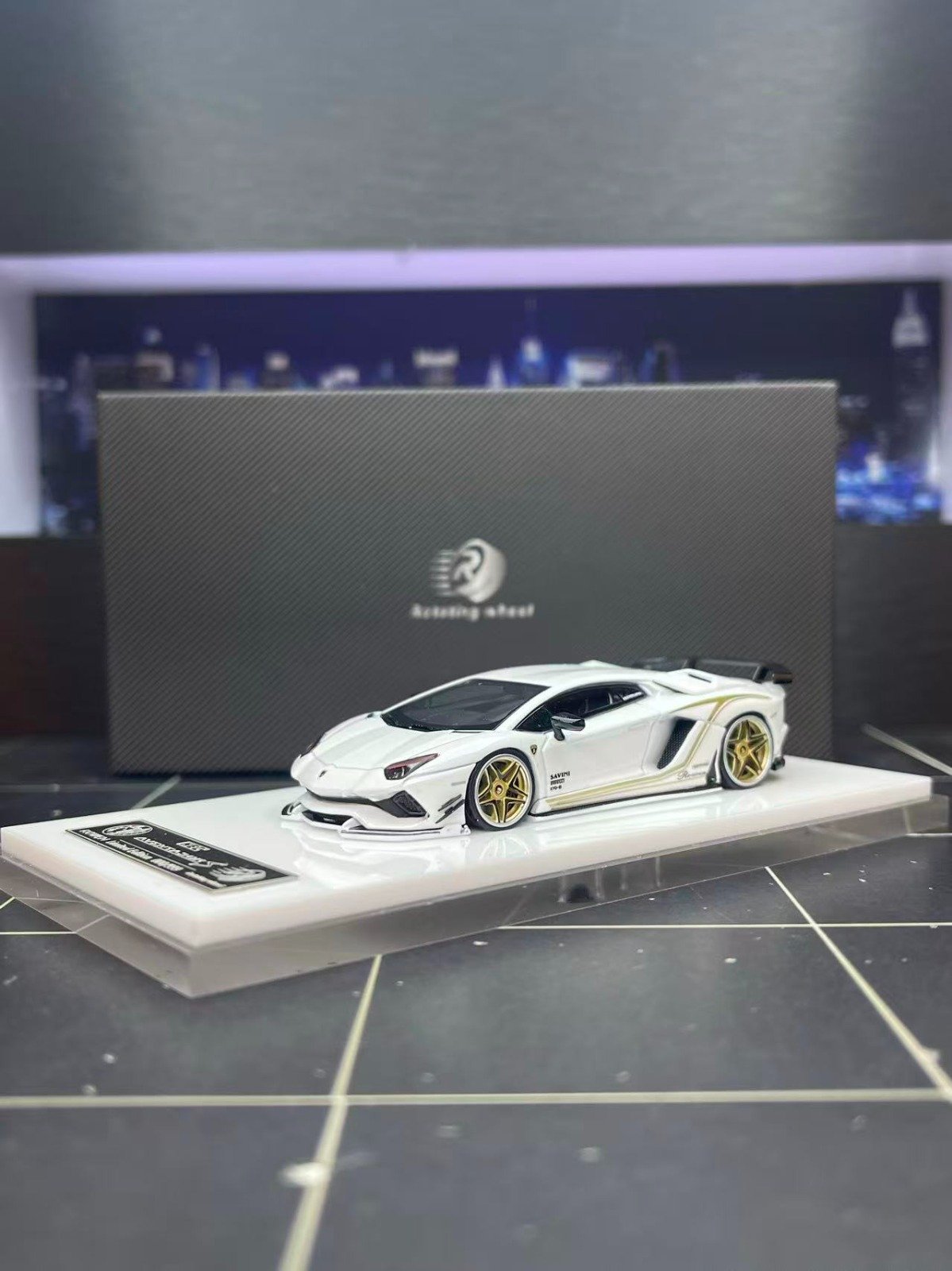 WhatsApp Image 2026-08-04 at 3.47.24 PM ( Pre-order) Rotating Wheel RW 1/64 Rowen Aventador S Diecast Model - Pearl White ( ETA Sep 2026) - Image 1