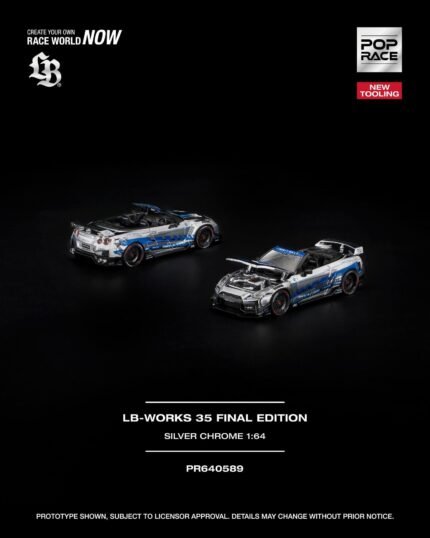 ( Pre-order) Poprace Diecast Model Car 1/ 64 LB-WORKS 35 FINAL EDITION SILVER CHROME NEW TOOLING ( ETA Q1 2027)