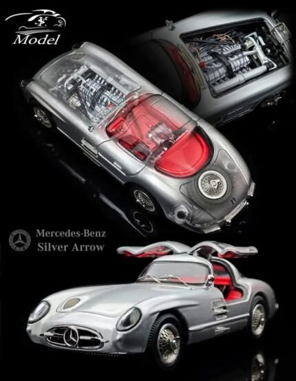 ( Pre-order) YS 1/64 Mercedes-Benz 300SLR Silver Red Interior ( ETA Sep 2026)