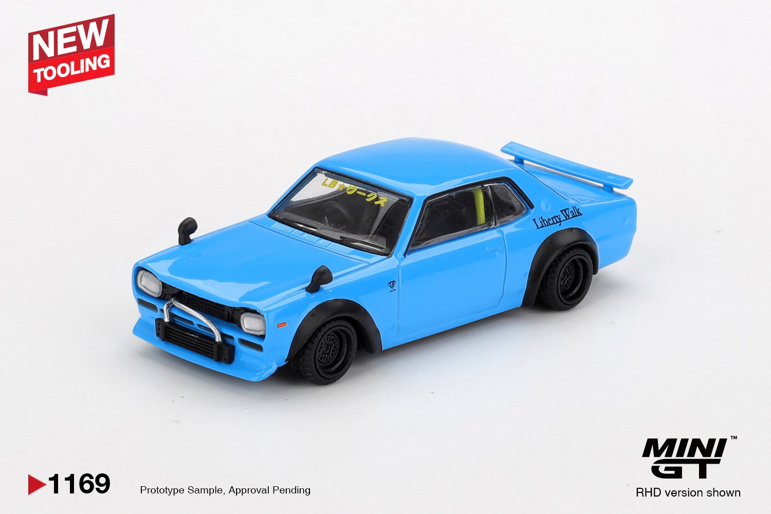 90d7bd2ef1d5b46b07e9fb214bdae7a9 (1) MINI GT NISSAN LB WORKS HAKOSUKA BABY BLUE - Image 1