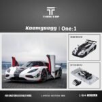 Time Top Koenigsegg One1 White with  Red Edges Gift Box