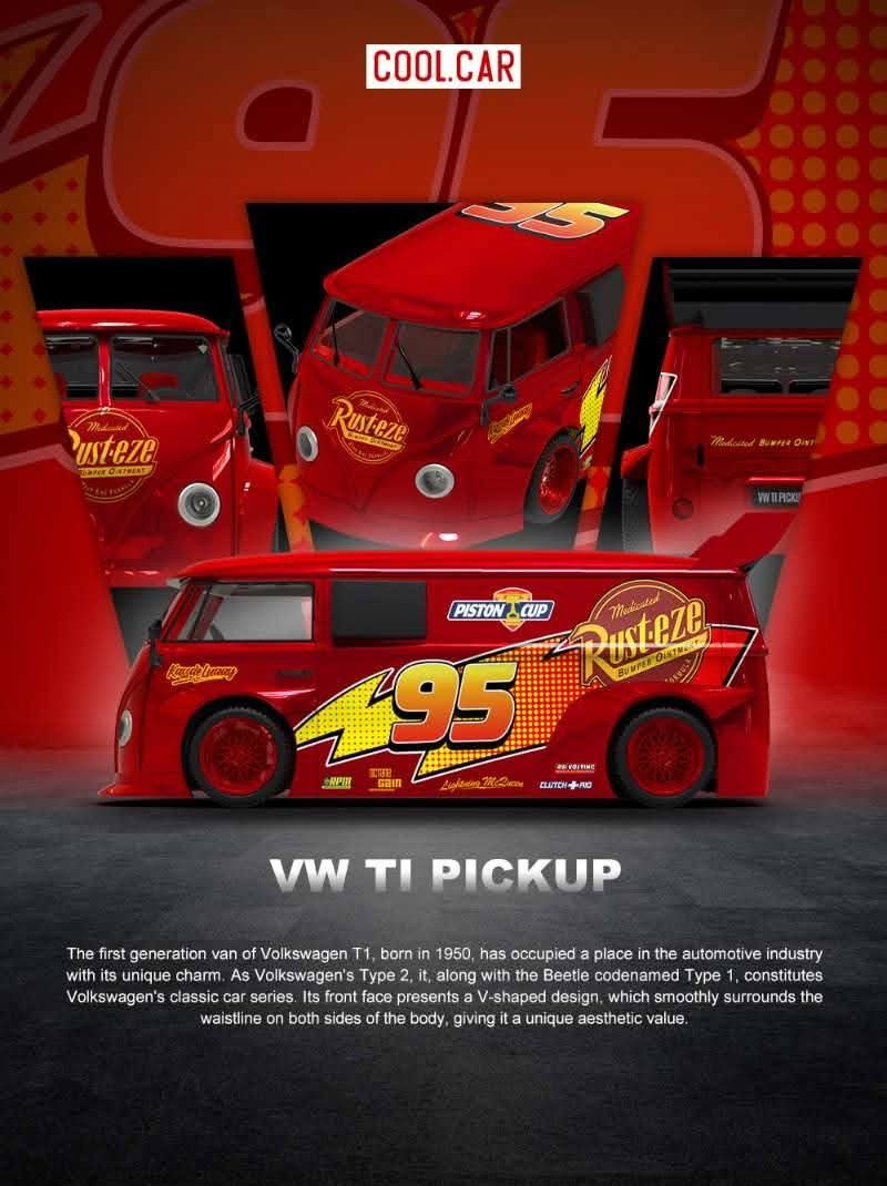 FB_IMG_1790593328612 Cool Car Volkswagen T1 Lightning McQueen Metallic Red - Image 1
